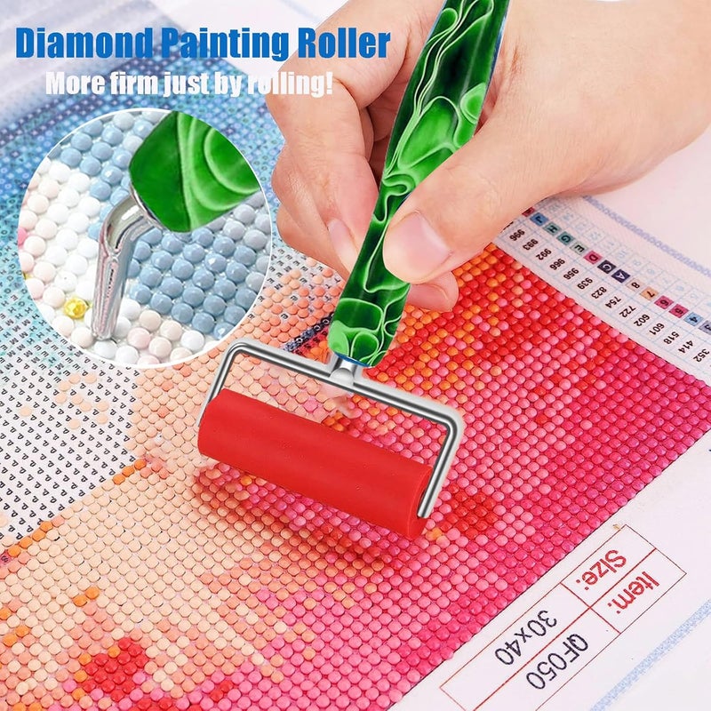Heyseri 14PCS Diamond Painting Pen Accessories Tools Set, Exquisite Stainless Steel Metal Pen Tips,Ergonomic Diamond Art Pen and 6 Painting Glue Clay,Comfort Grip and Faster Drilling (Green Silver) - Image 3